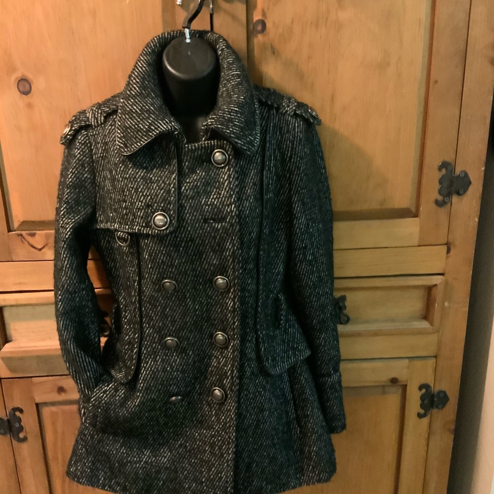 Black and white wool  coat